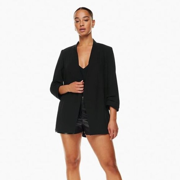 Babaton Jackets & Blazers - Aritzia Babaton Sz 2 Black Power Hip Blazer Open Front Suit Jacket Office Work